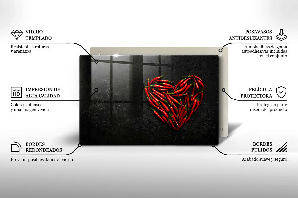 Osłona na ścianę do kuchni Papryki chili serce