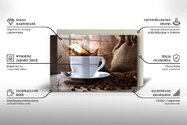 Osłona na płytę indukcyjną Filiżanka i ziarna kawy