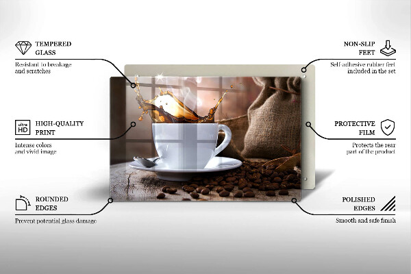 Osłona na płytę indukcyjną Filiżanka i ziarna kawy