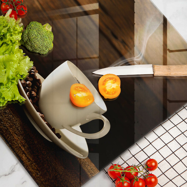 Osłona na płytę indukcyjną Filiżanka kawy drewno