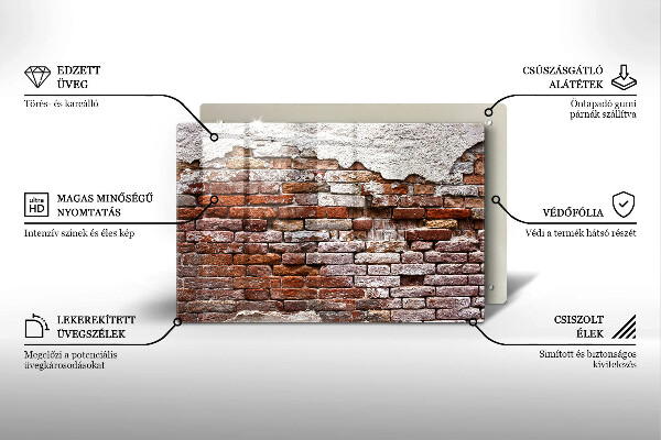 Osłona na płytę indukcyjną Stary mur cegły i beton