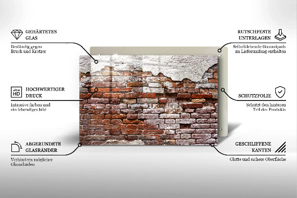 Osłona na płytę indukcyjną Stary mur cegły i beton