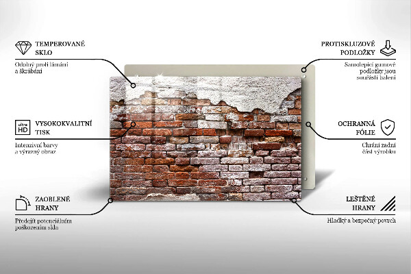 Osłona na płytę indukcyjną Stary mur cegły i beton