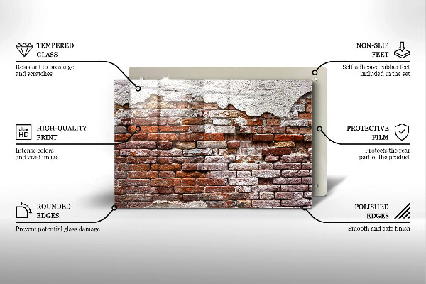 Osłona na płytę indukcyjną Stary mur cegły i beton