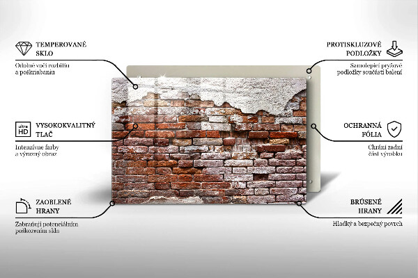 Osłona na płytę indukcyjną Stary mur cegły i beton