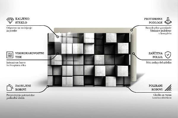 Osłona na płytę indukcyjną Abstrakcja kwadraty 3D