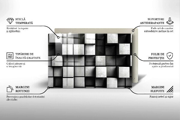 Osłona na płytę indukcyjną Abstrakcja kwadraty 3D