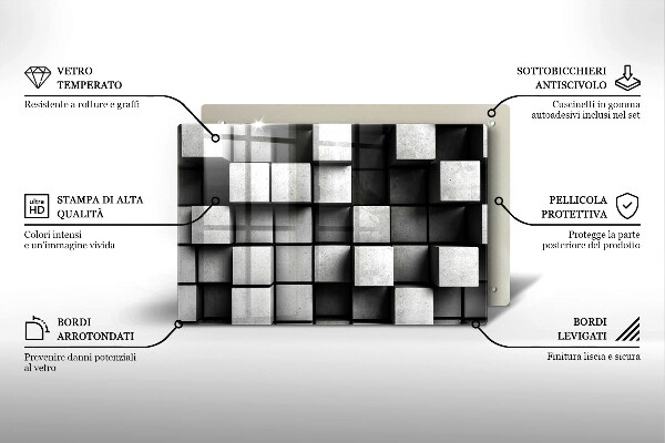 Osłona na płytę indukcyjną Abstrakcja kwadraty 3D