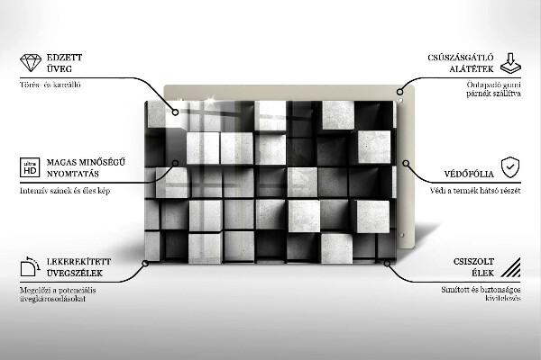 Osłona na płytę indukcyjną Abstrakcja kwadraty 3D