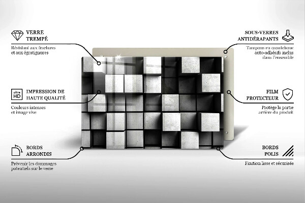Osłona na płytę indukcyjną Abstrakcja kwadraty 3D