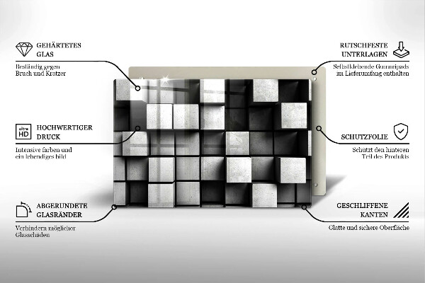 Osłona na płytę indukcyjną Abstrakcja kwadraty 3D