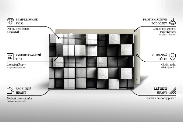 Osłona na płytę indukcyjną Abstrakcja kwadraty 3D