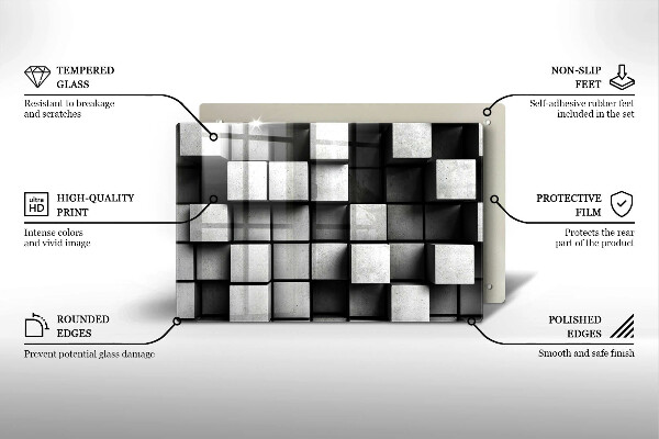 Osłona na płytę indukcyjną Abstrakcja kwadraty 3D