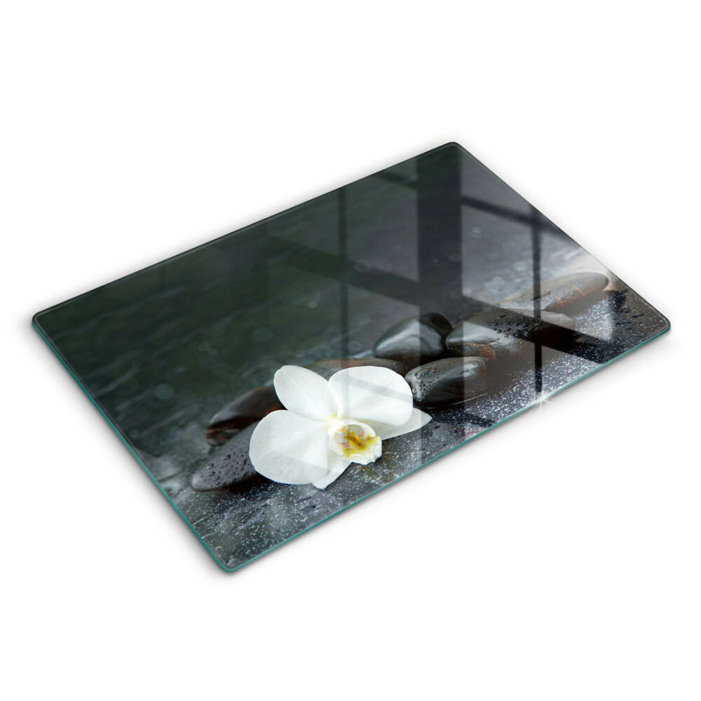 Osłona na płytę indukcyjną Biały kwiat kamienie Zen