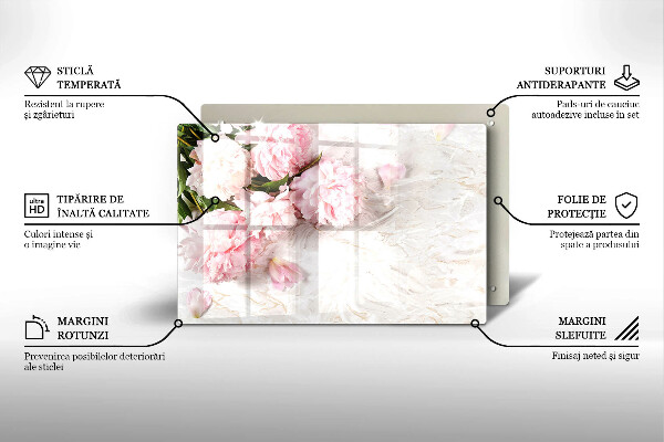 Osłona na płytę indukcyjną Delikatne róże kwiaty