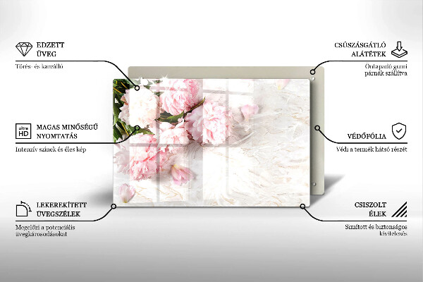 Osłona na płytę indukcyjną Delikatne róże kwiaty