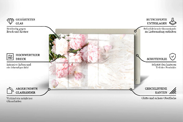 Osłona na płytę indukcyjną Delikatne róże kwiaty
