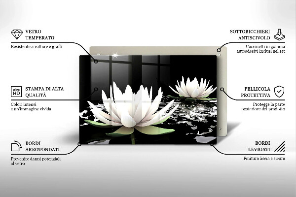 Osłona na płytę indukcyjną Białe lilie na wodzie