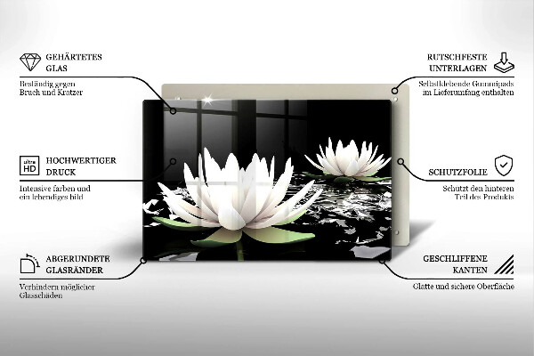 Osłona na płytę indukcyjną Białe lilie na wodzie
