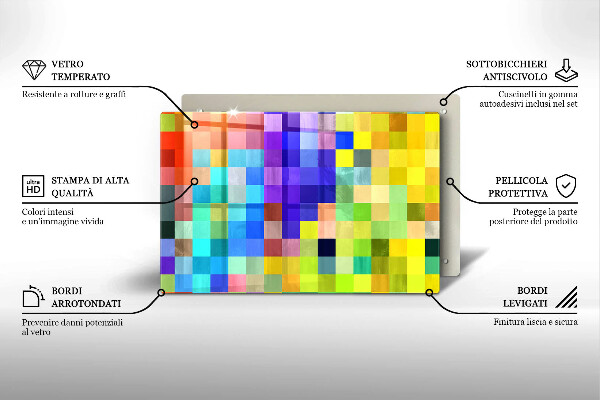 Płyta ochronna na indukcję Kolorowe kwadraty piksele