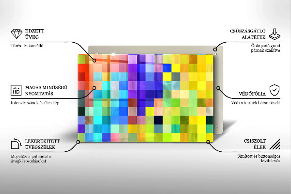 Płyta ochronna na indukcję Kolorowe kwadraty piksele