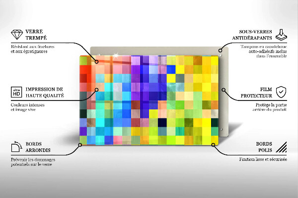 Płyta ochronna na indukcję Kolorowe kwadraty piksele