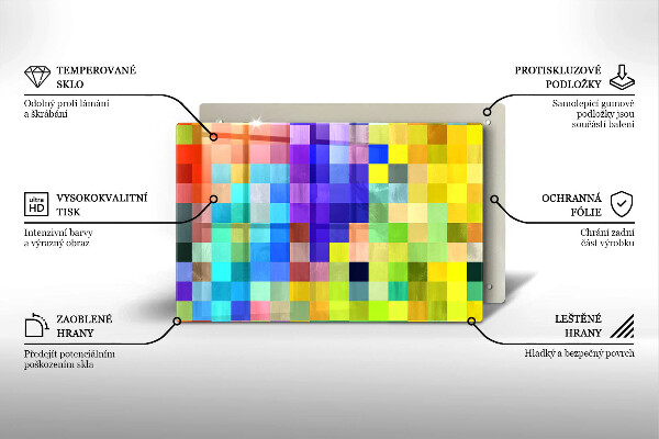 Płyta ochronna na indukcję Kolorowe kwadraty piksele