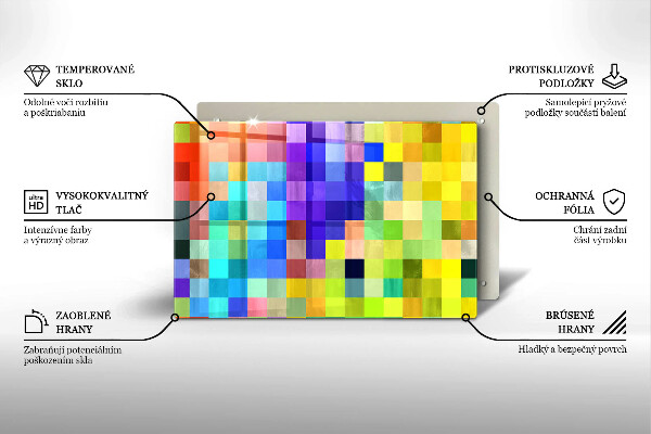 Płyta ochronna na indukcję Kolorowe kwadraty piksele