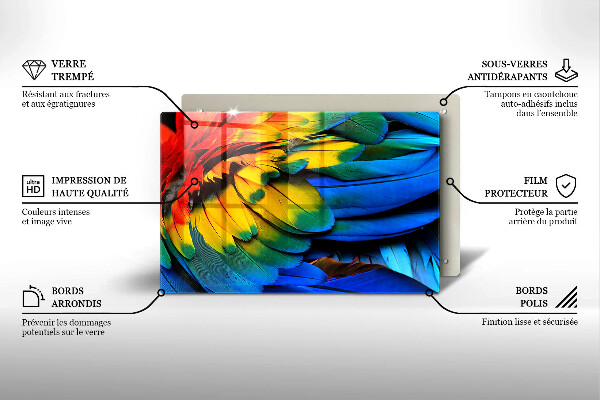 Osłona na ścianę do kuchni Barwne pióra papugi