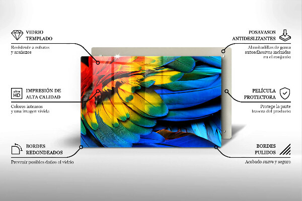 Osłona na ścianę do kuchni Barwne pióra papugi