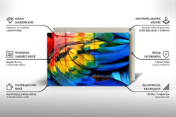 Osłona na ścianę do kuchni Barwne pióra papugi