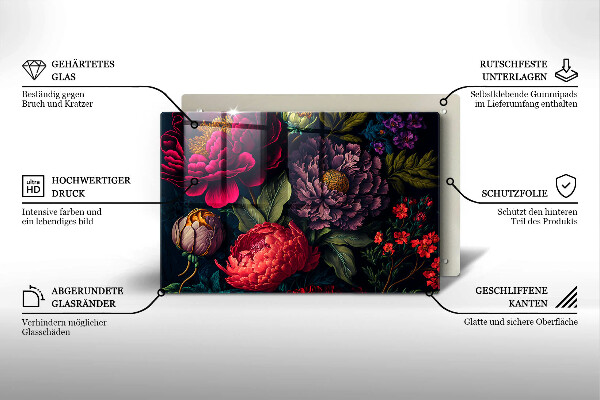 Osłona na płytę indukcyjną Piękne kwiaty