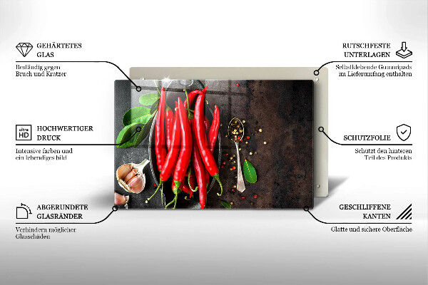 Osłona na płytę indukcyjną Czerwone papryczki chili