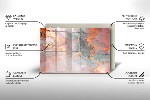 Osłona na płytę indukcyjną Marmur ze złotem