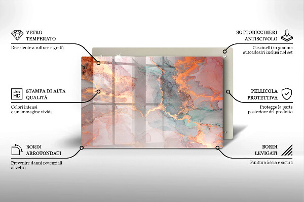 Osłona na płytę indukcyjną Marmur ze złotem