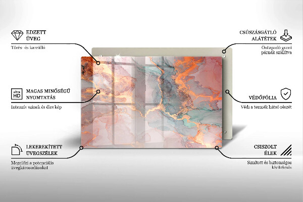 Osłona na płytę indukcyjną Marmur ze złotem