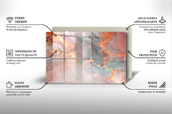 Osłona na płytę indukcyjną Marmur ze złotem