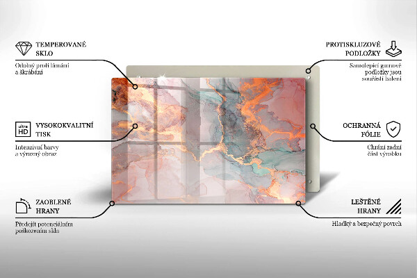 Osłona na płytę indukcyjną Marmur ze złotem