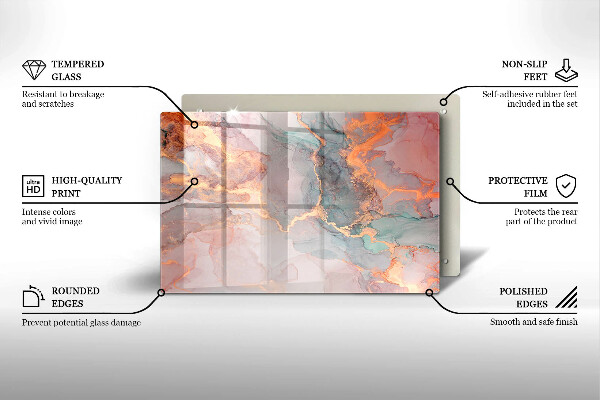Osłona na płytę indukcyjną Marmur ze złotem