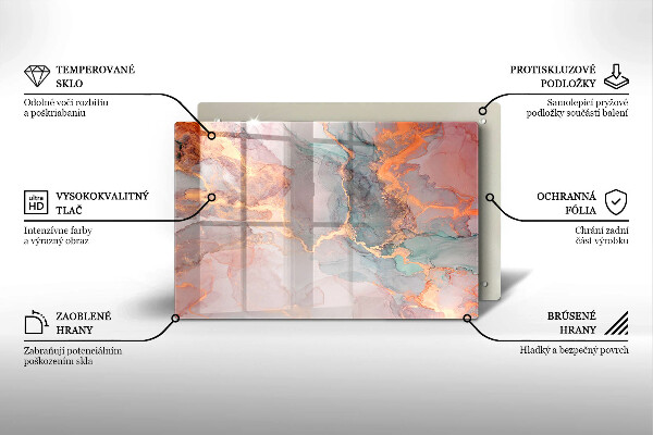 Osłona na płytę indukcyjną Marmur ze złotem