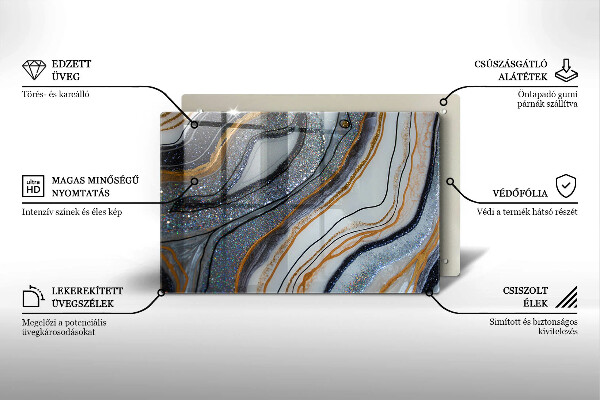 Osłona na płytę indukcyjną skała ze złotem