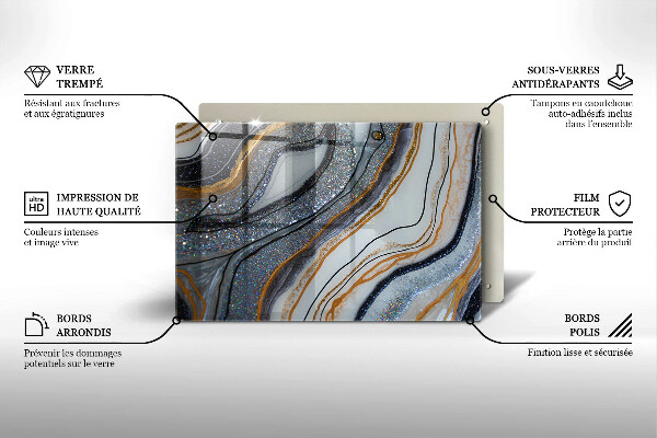 Osłona na płytę indukcyjną skała ze złotem