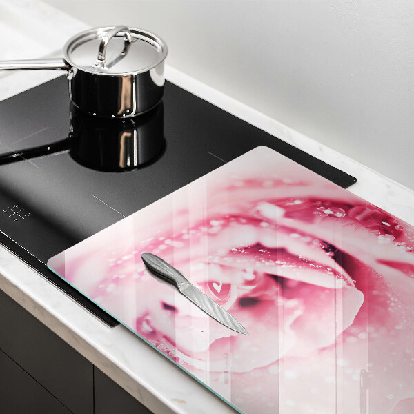 Osłona na płytę indukcyjną Krople rosy i kwiat róży