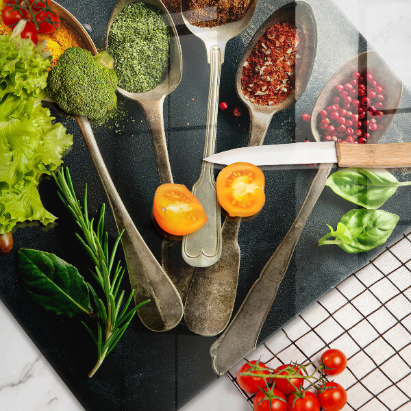 Osłona na ścianę do kuchni Kuchenne łyżki przyprawy