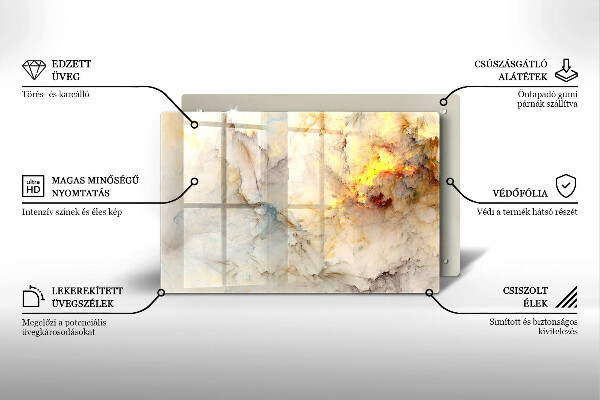Osłona płyty indukcyjnej Tekstura marmur ze złotem