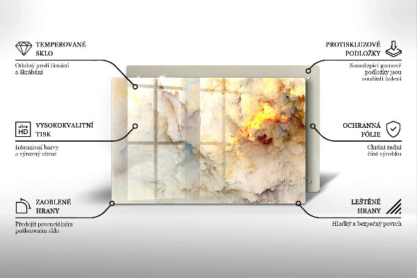 Osłona płyty indukcyjnej Tekstura marmur ze złotem