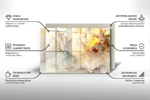 Osłona płyty indukcyjnej Tekstura marmur ze złotem