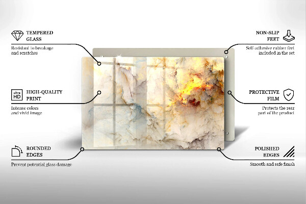 Osłona płyty indukcyjnej Tekstura marmur ze złotem