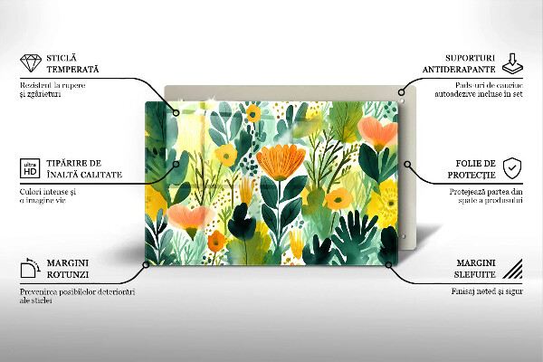 Osłona płyty indukcyjnej Malowane kwiaty