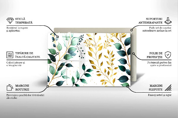 Osłona na płytę indukcyjną Zielone i złote liście